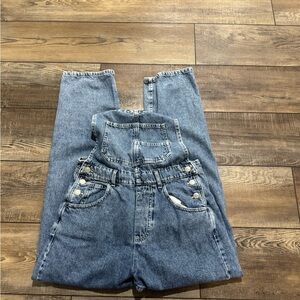 Free People Women's Blue Denim Overalls